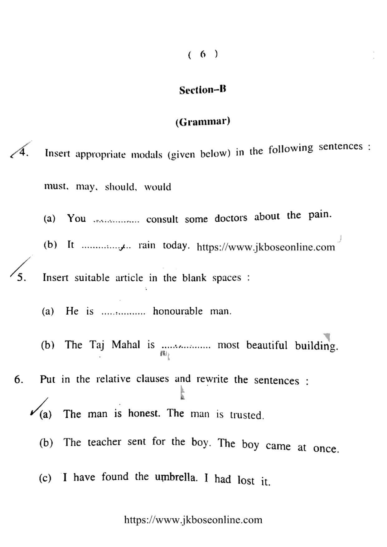 JKBOSE CLASS 10 English (5500-A) 2021 - Page 6