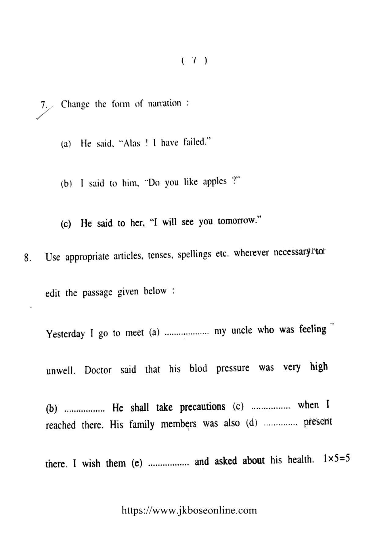 JKBOSE CLASS 10 English (5500-A) 2021 - Page 7