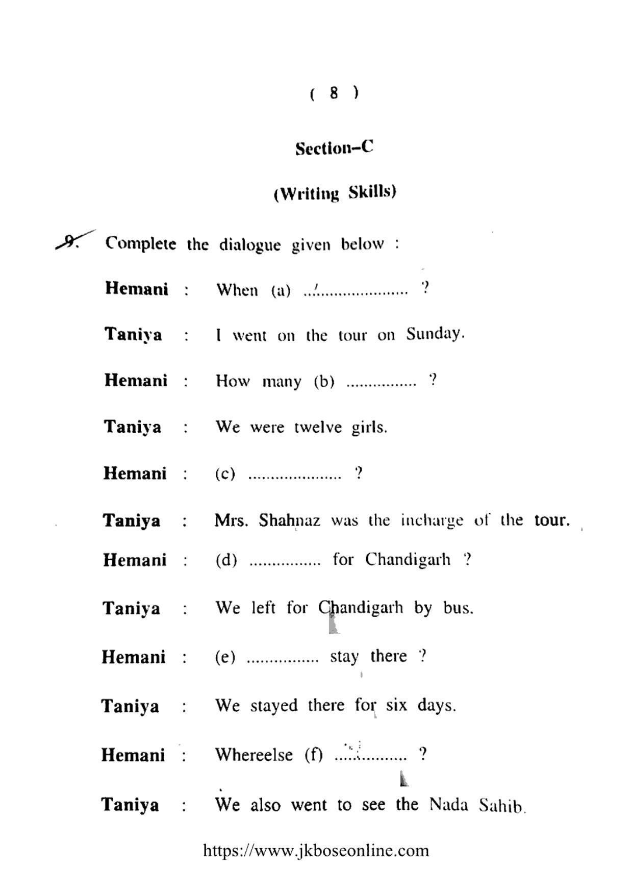 JKBOSE CLASS 10 English (5500-A) 2021 - Page 8