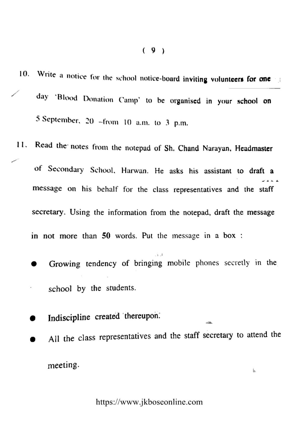 JKBOSE CLASS 10 English (5500-A) 2021 - Page 9