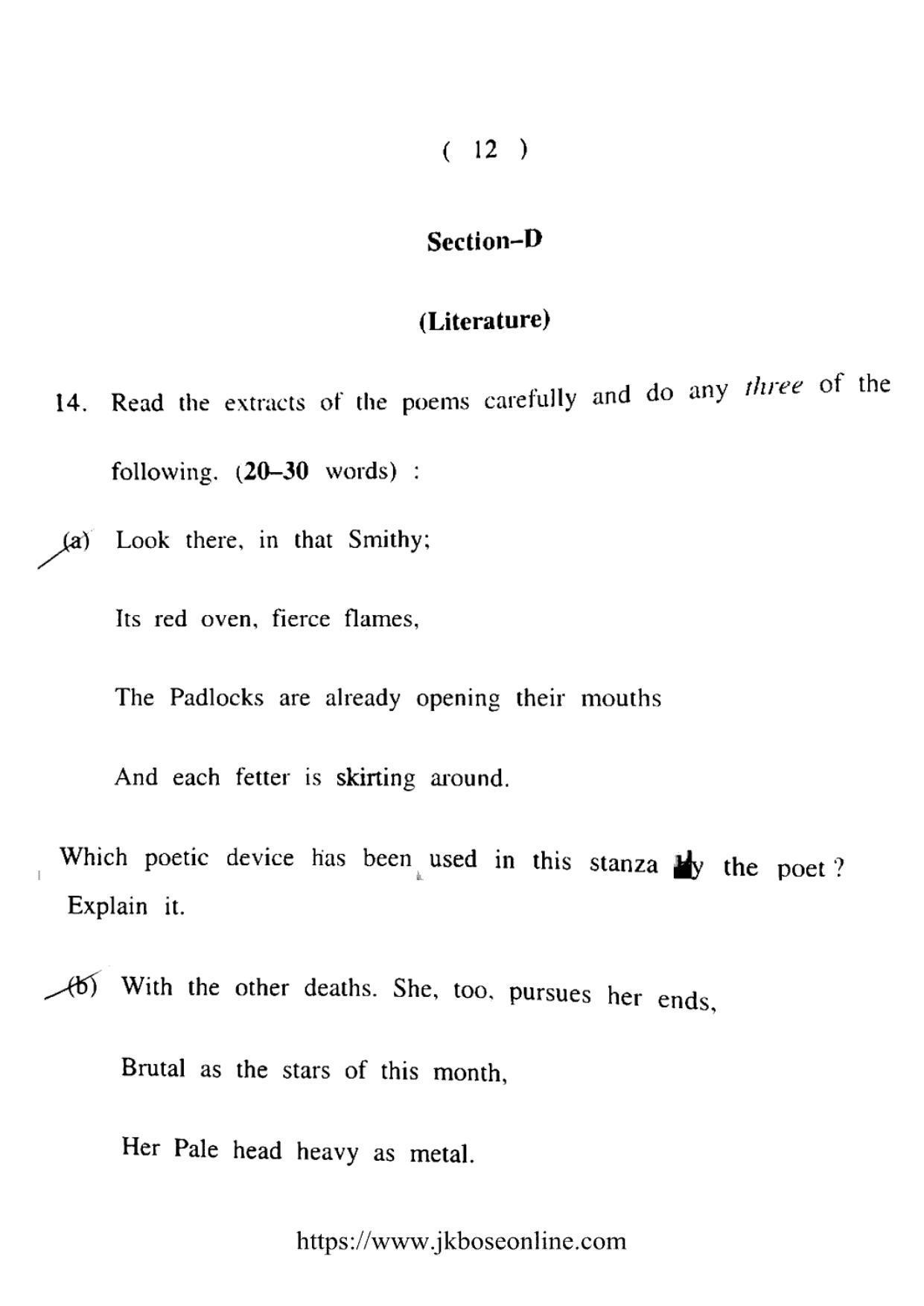 JKBOSE CLASS 10 English (5500-A) 2021 - Page 12