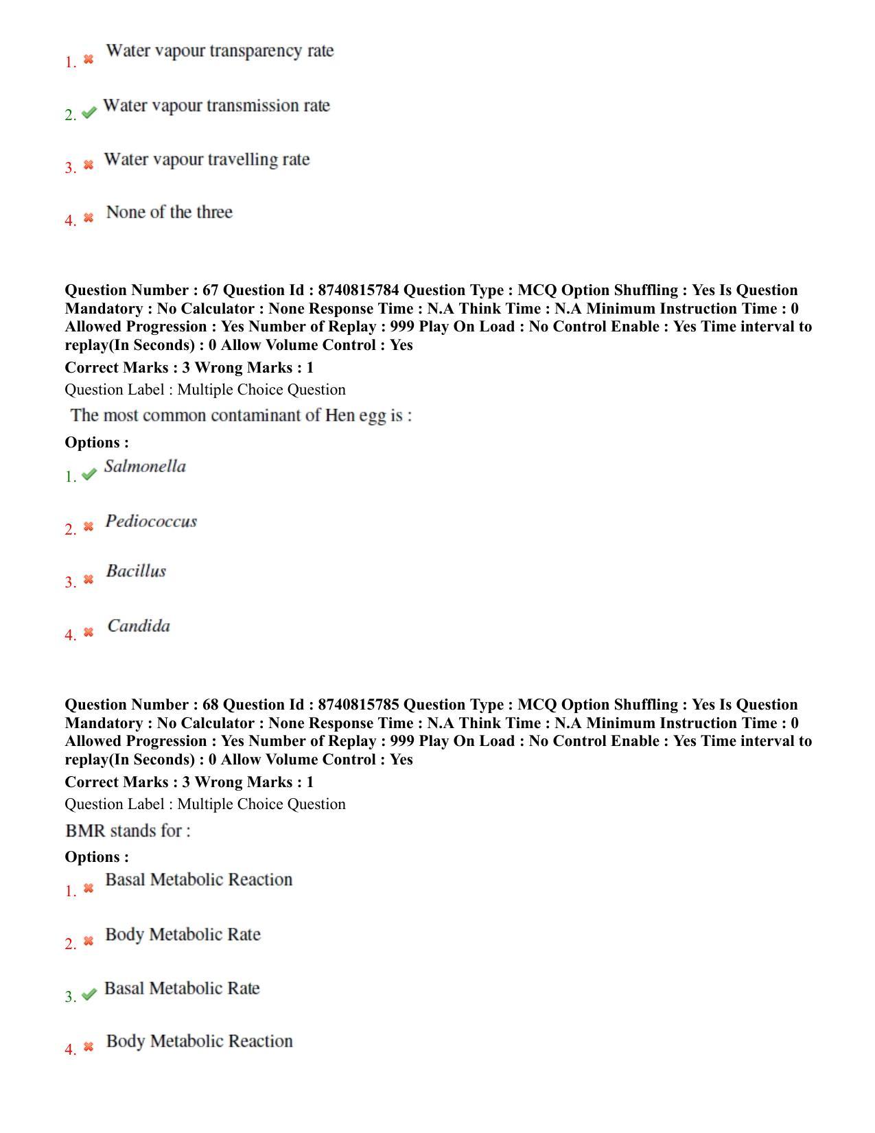 BHU RET Food Technology 2020 Question Paper - Page 39