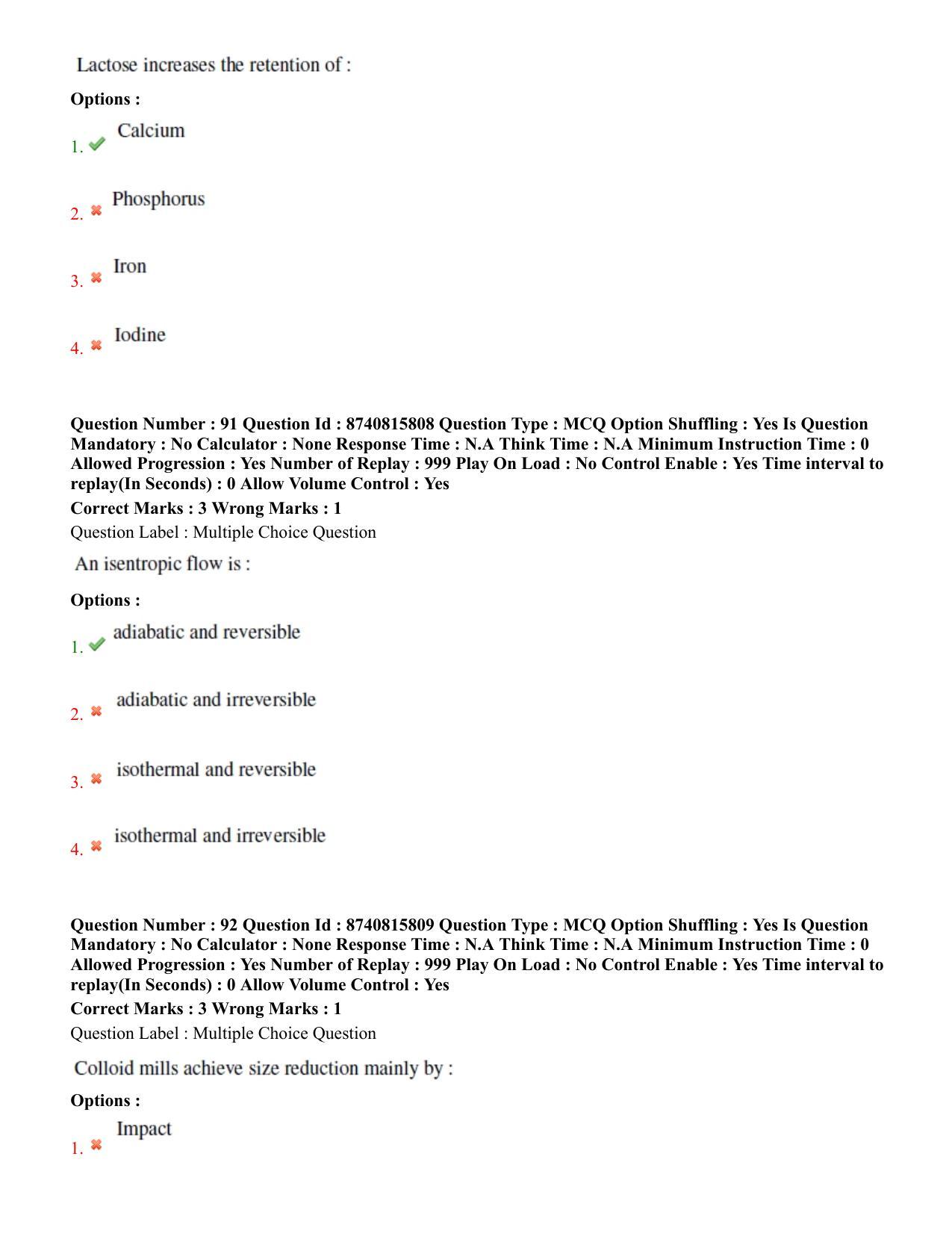 BHU RET Food Technology 2020 Question Paper - Page 49