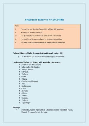 NTA PhD Entrance Exam History of Arts Syllabus
