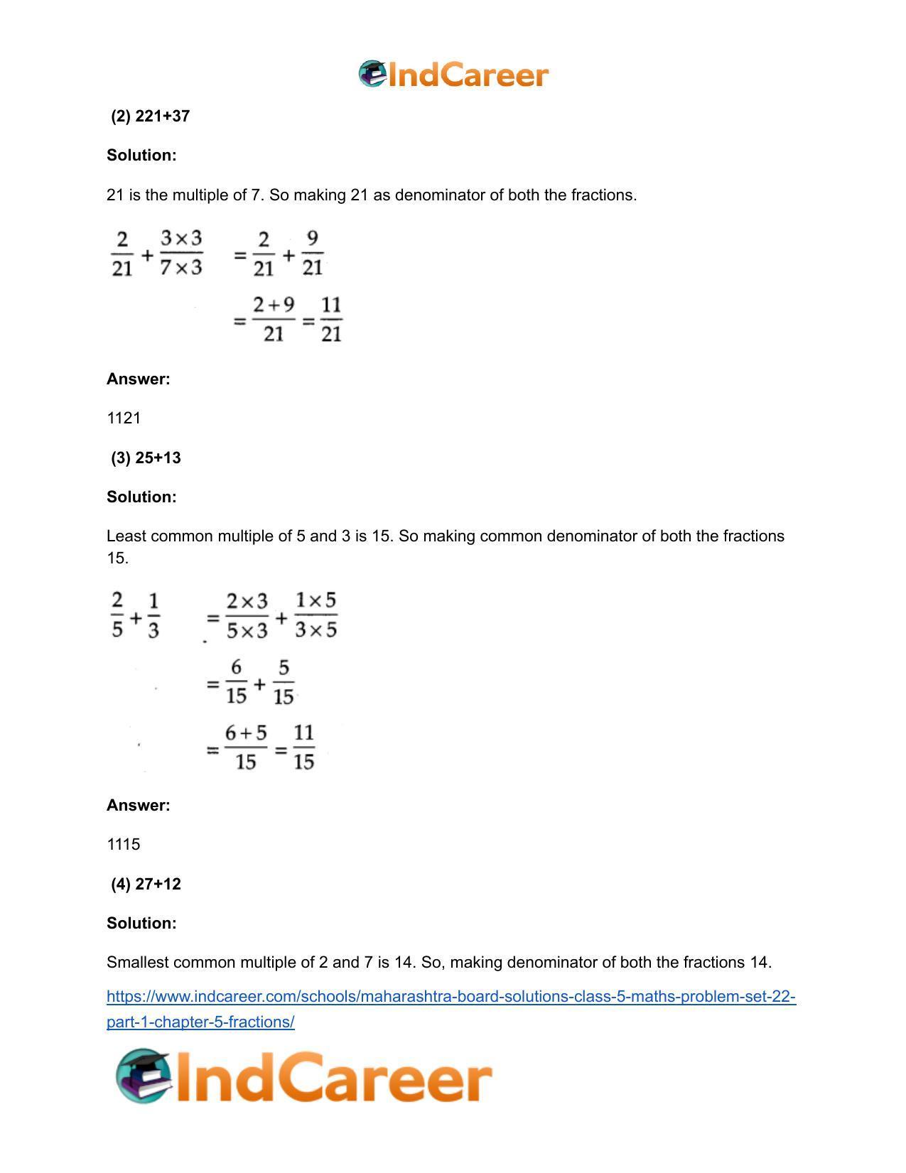 Maharashtra Board Solutions Class 5-Maths (Problem Set 22) - Part 1: Chapter 5- Fractions - Page 3