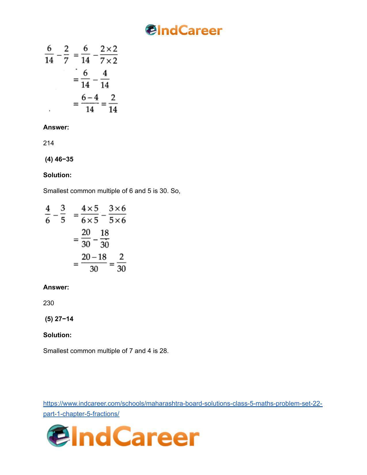 Maharashtra Board Solutions Class 5-Maths (Problem Set 22) - Part 1: Chapter 5- Fractions - Page 6