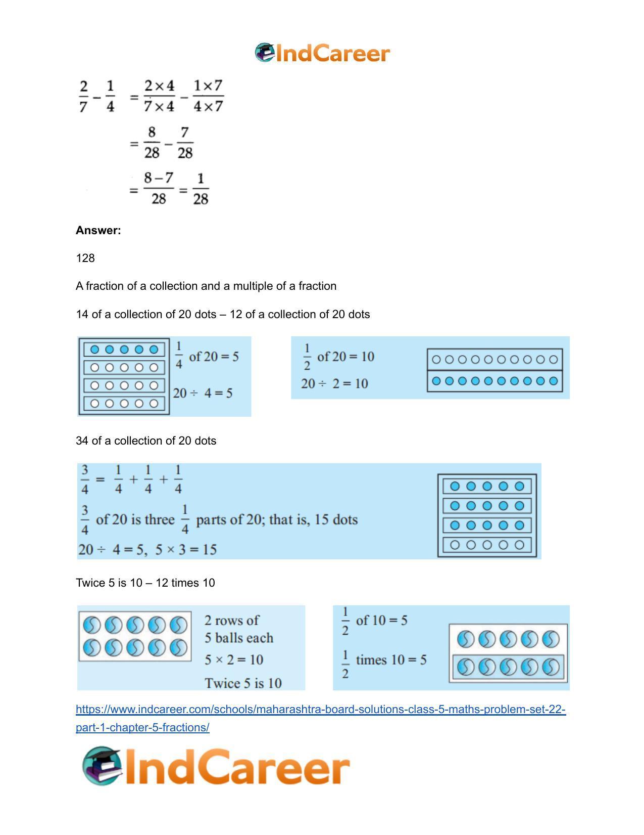 Maharashtra Board Solutions Class 5-Maths (Problem Set 22) - Part 1: Chapter 5- Fractions - Page 7