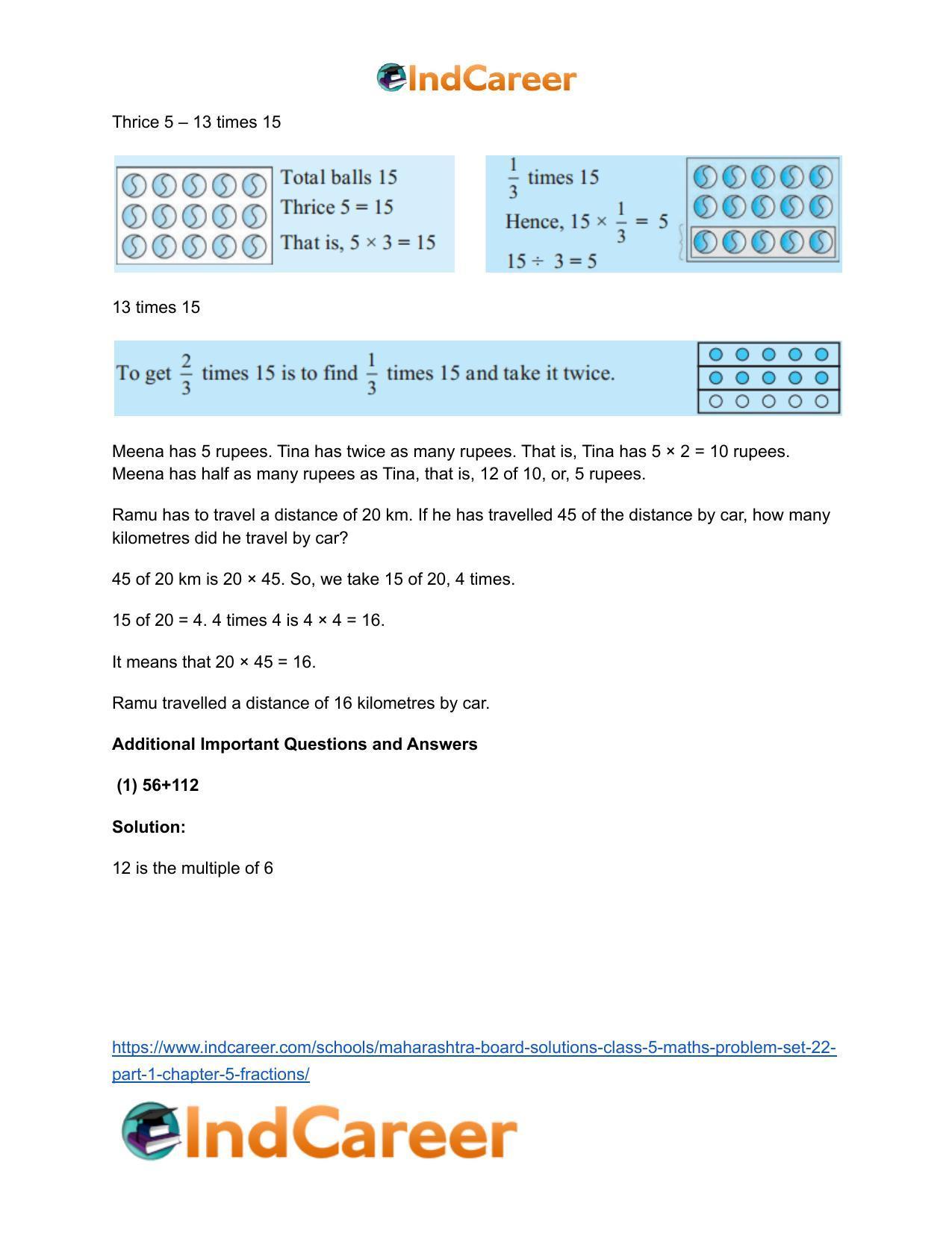 Maharashtra Board Solutions Class 5-Maths (Problem Set 22) - Part 1: Chapter 5- Fractions - Page 8