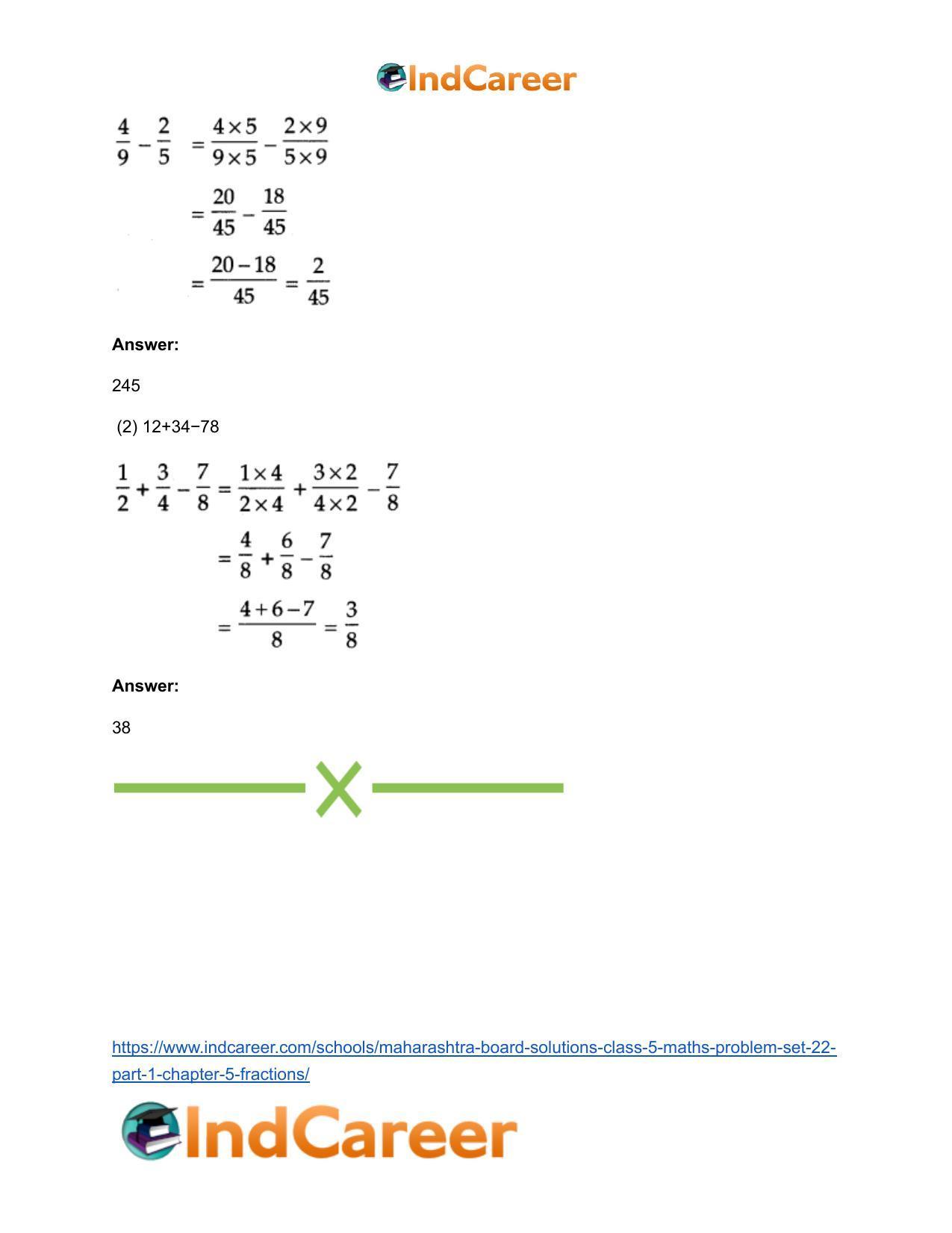 Maharashtra Board Solutions Class 5-Maths (Problem Set 22) - Part 1: Chapter 5- Fractions - Page 10