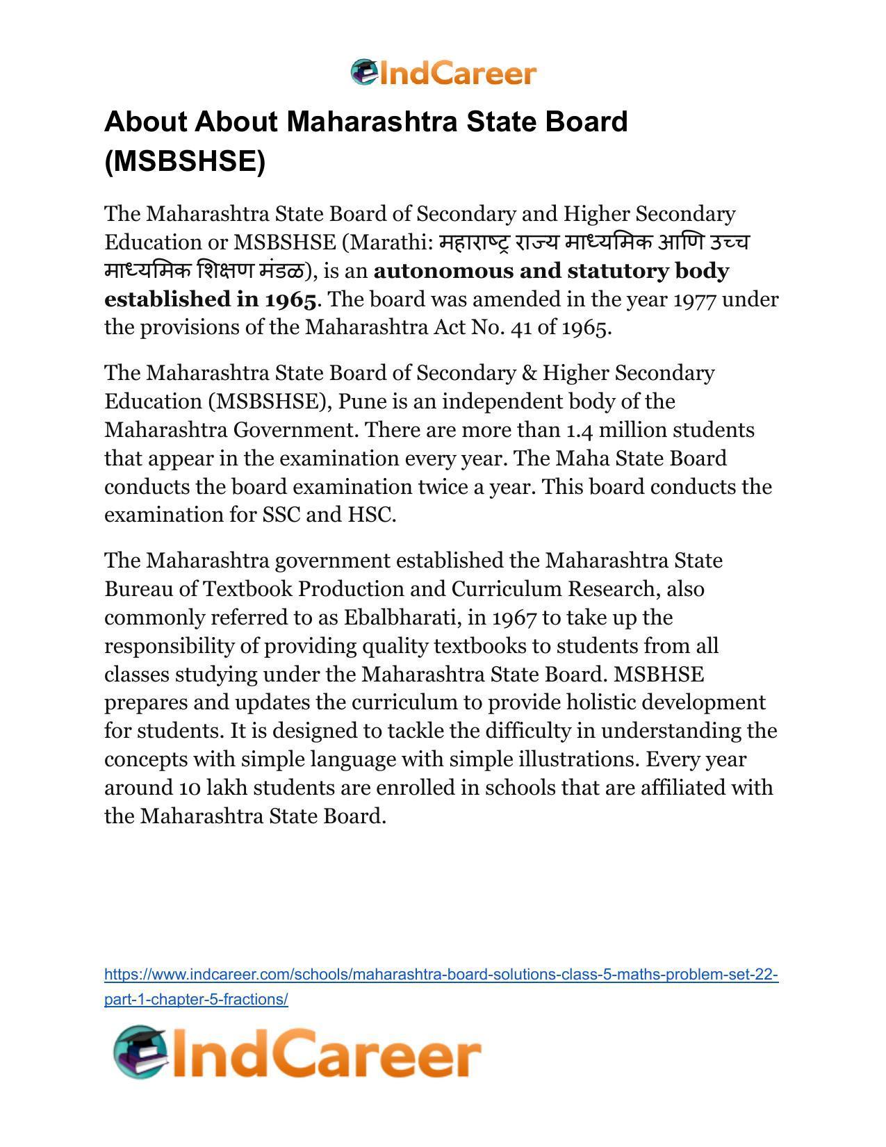 Maharashtra Board Solutions Class 5-Maths (Problem Set 22) - Part 1: Chapter 5- Fractions - Page 14