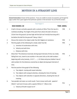 CBSE Worksheets for Class 11 Physics Motion in a Straight Line Assignment 2