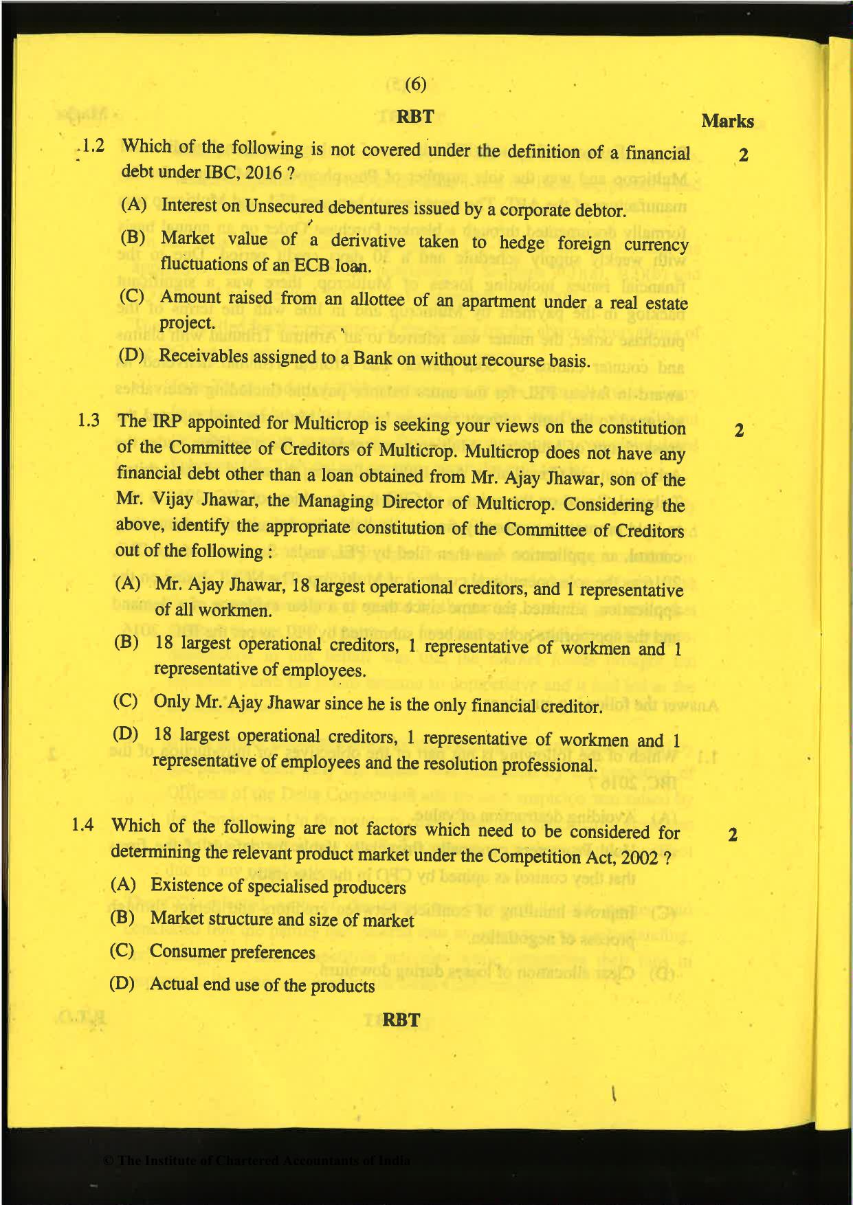 CA Final Nov 2019 Question Paper -Paper 6D – Economic Laws - Page 6