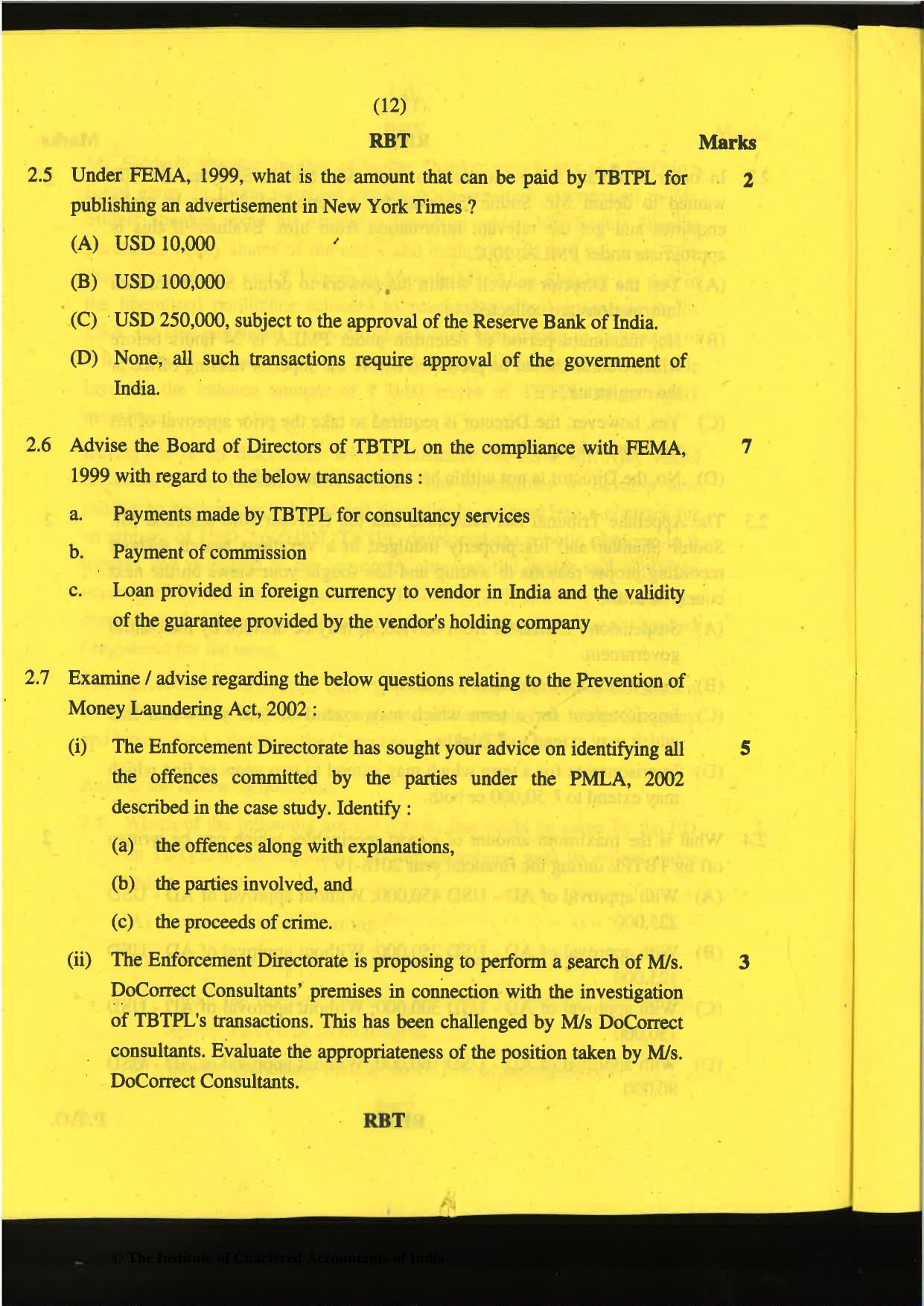 CA Final Nov 2019 Question Paper -Paper 6D – Economic Laws - Page 12