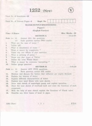 AP Inter 1st Year Water Supply Engineering-I (New) May-2019-Vocational Question Paper