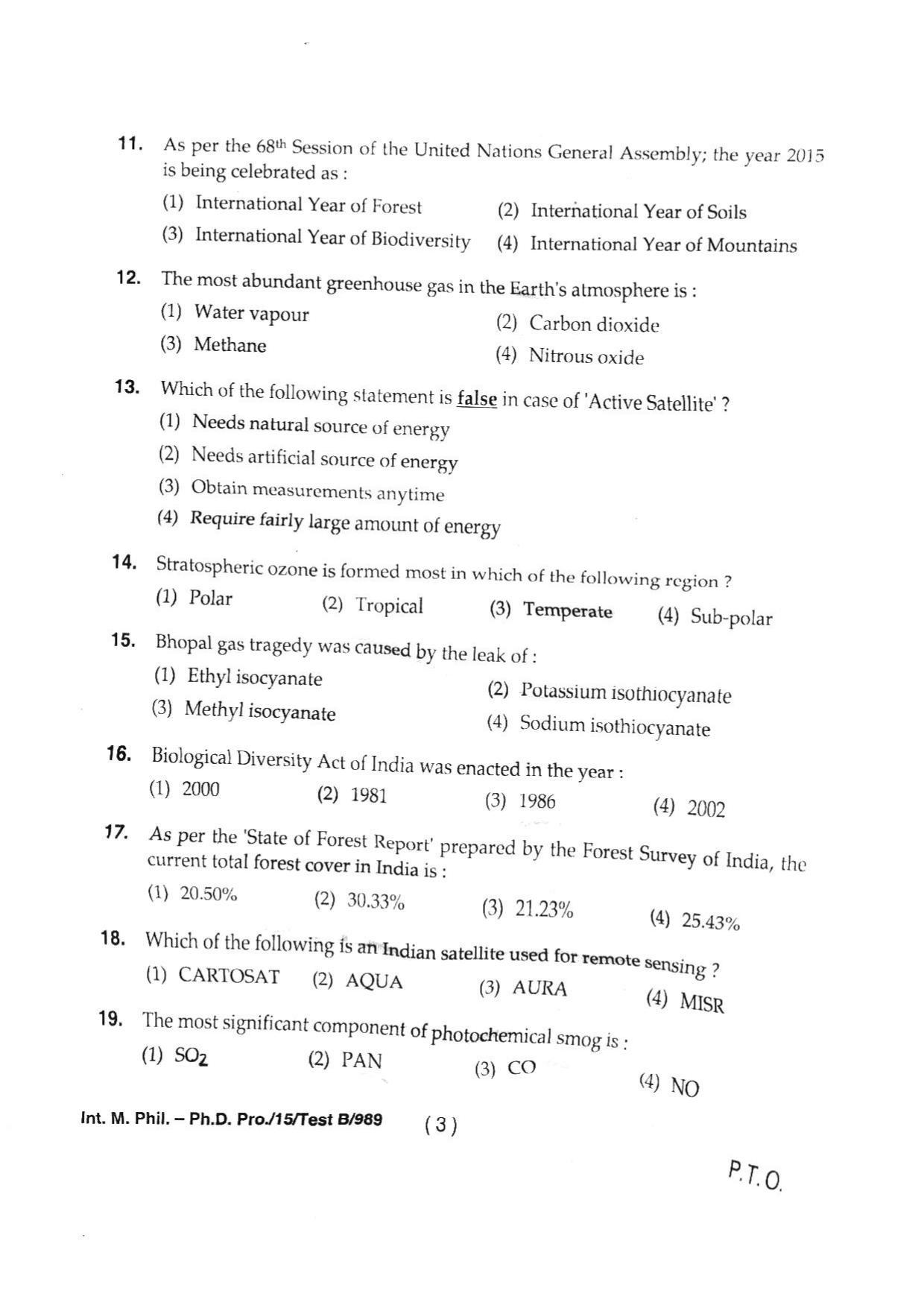 BHU RET INTEGRATED M.PHIL & PH. D 2015 Question Paper - Page 5