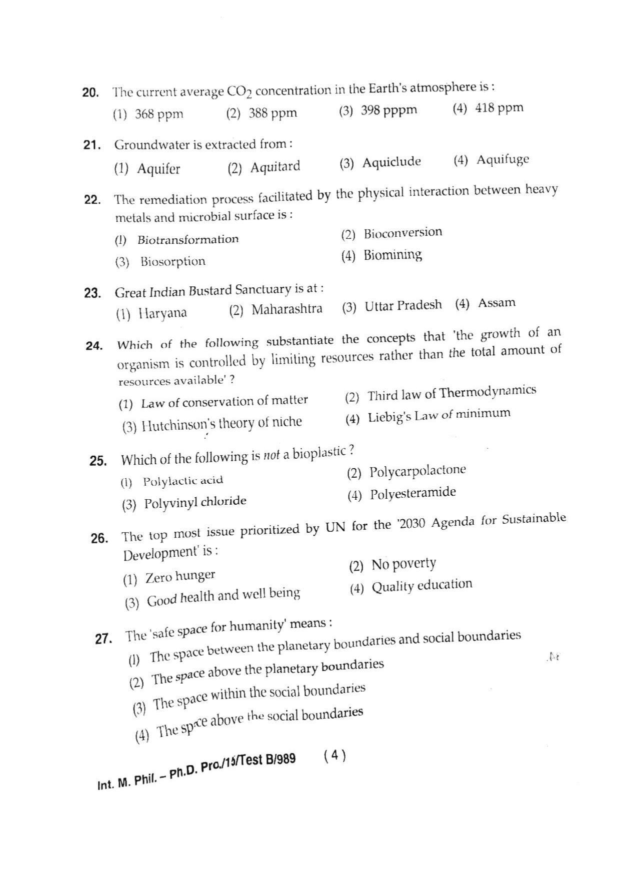 BHU RET INTEGRATED M.PHIL & PH. D 2015 Question Paper - Page 6