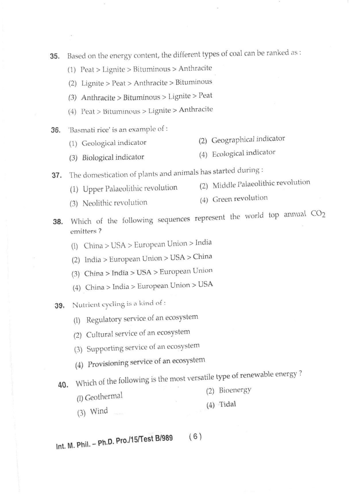 BHU RET INTEGRATED M.PHIL & PH. D 2015 Question Paper - Page 8