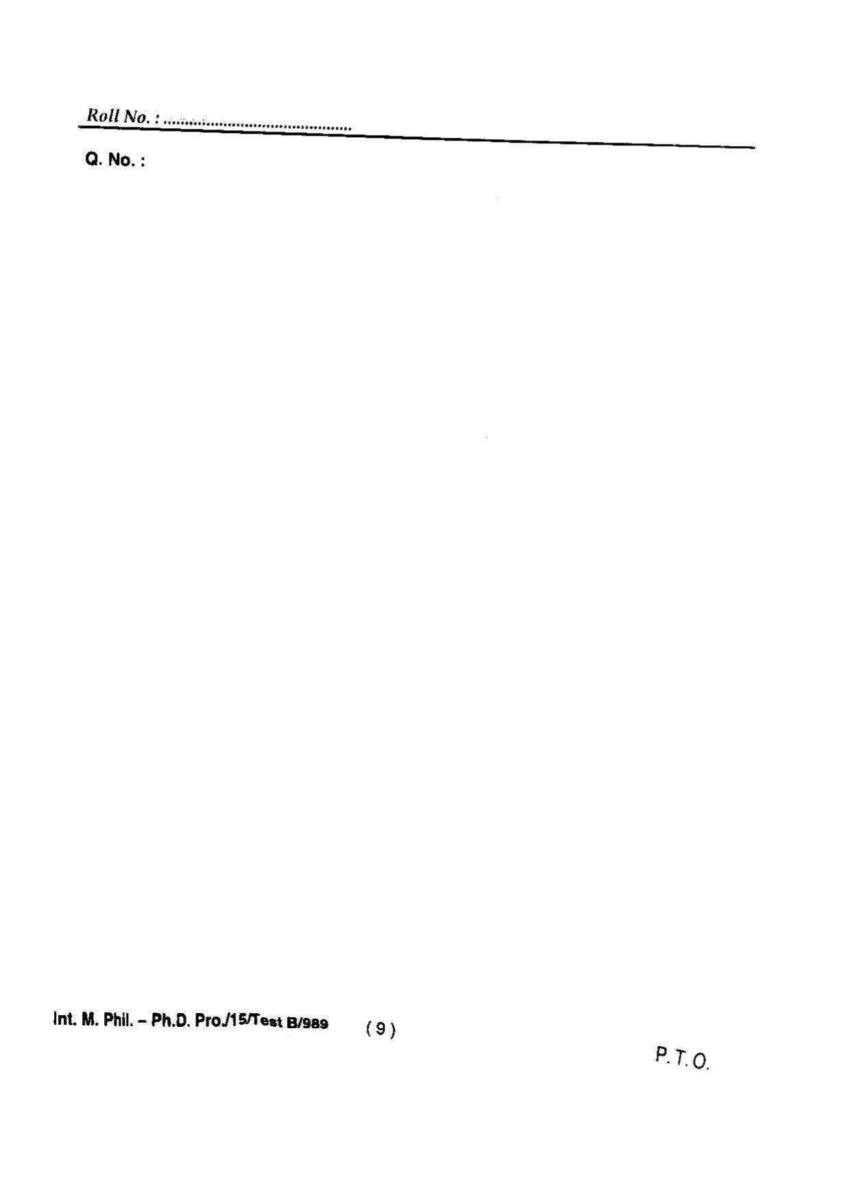 BHU RET INTEGRATED M.PHIL & PH. D 2015 Question Paper - Page 11