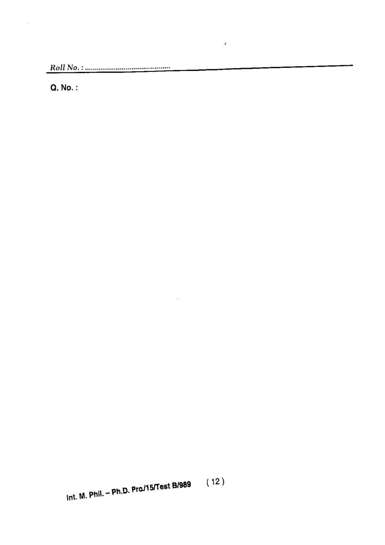BHU RET INTEGRATED M.PHIL & PH. D 2015 Question Paper - Page 14