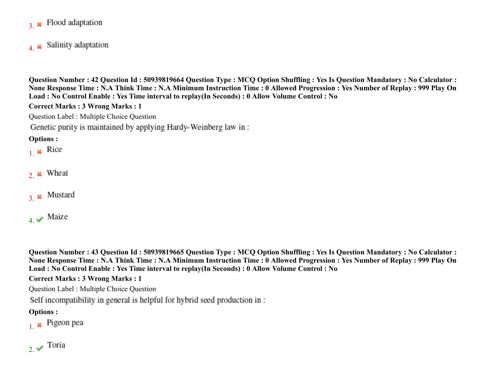 BHU RET Genetics and Plant Breeding 2021 Question Paper  - Page 36