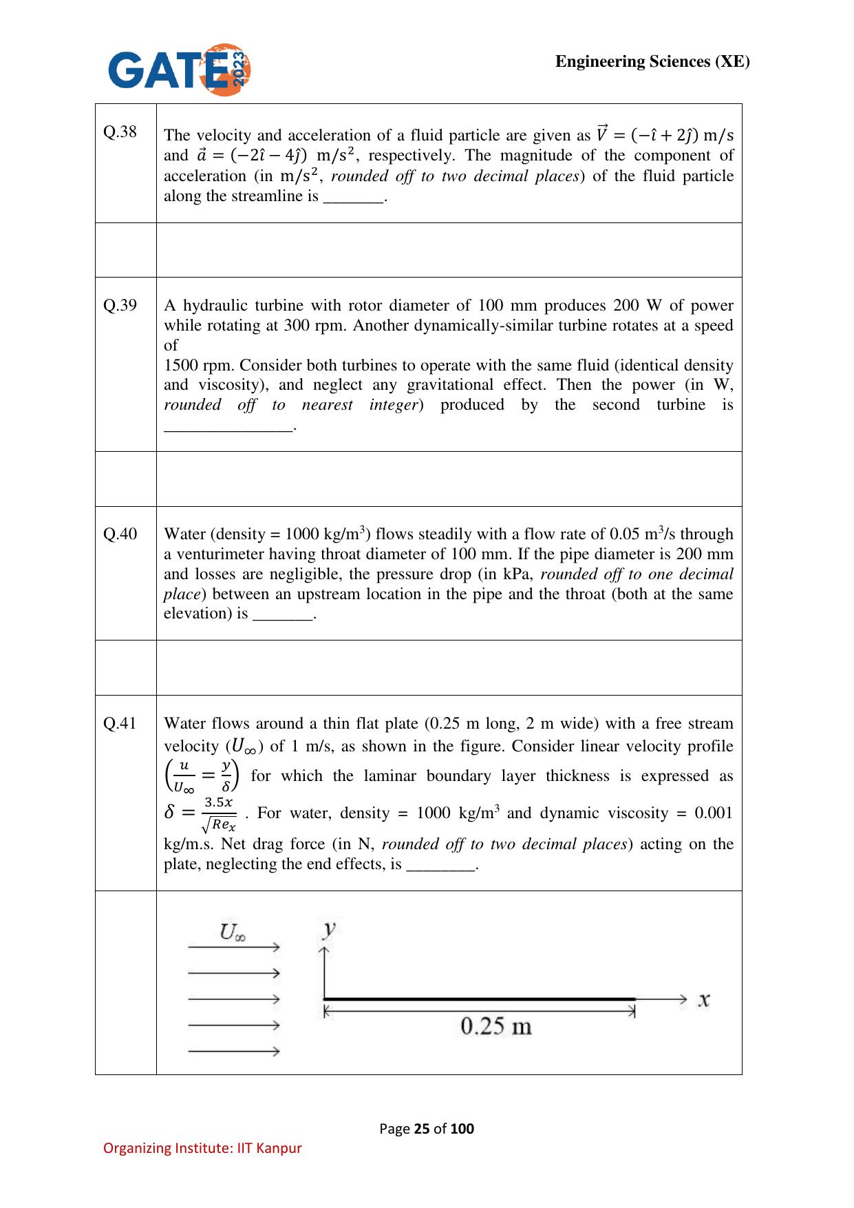 GATE 2023 Engineering Sciences (XE) Question Paper - Page 25