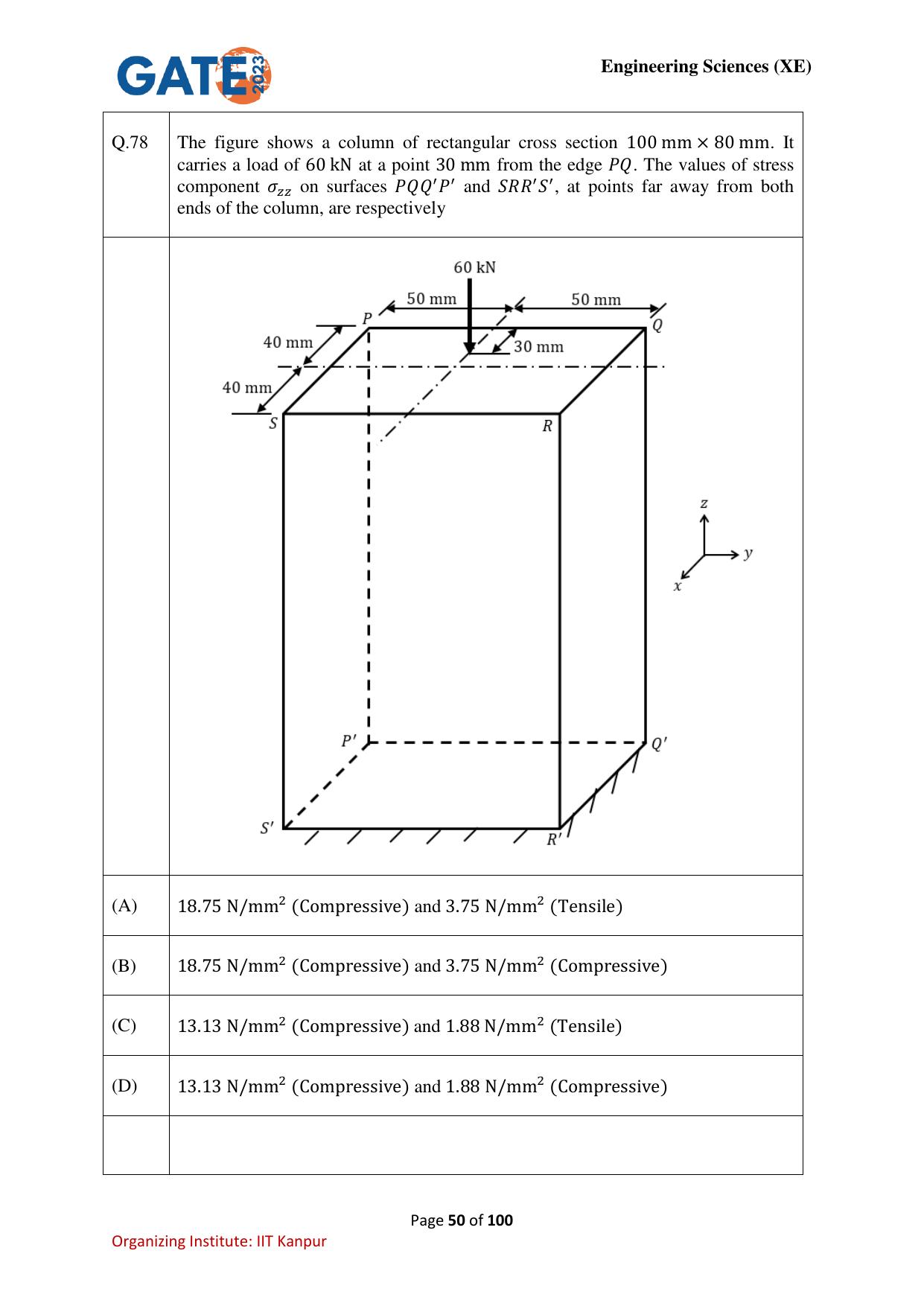 GATE 2023 Engineering Sciences (XE) Question Paper - Page 50