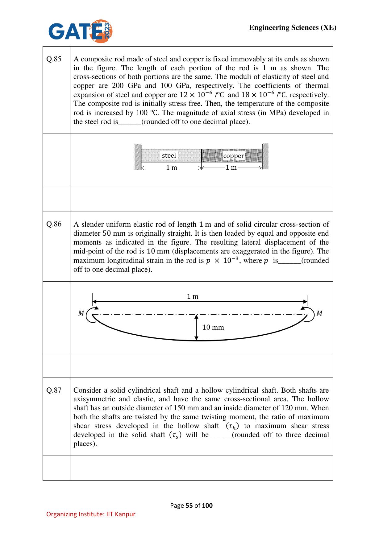 GATE 2023 Engineering Sciences (XE) Question Paper - Page 55