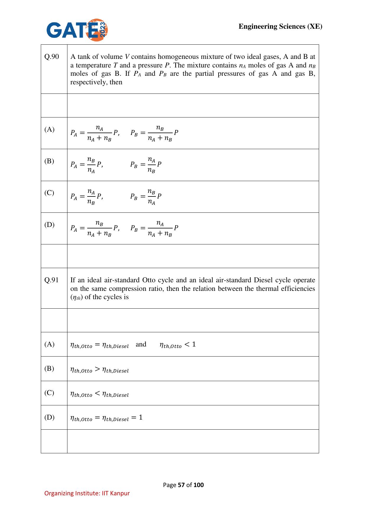 GATE 2023 Engineering Sciences (XE) Question Paper - Page 57