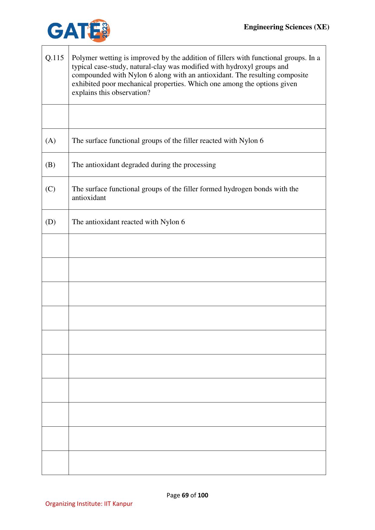 GATE 2023 Engineering Sciences (XE) Question Paper - Page 69