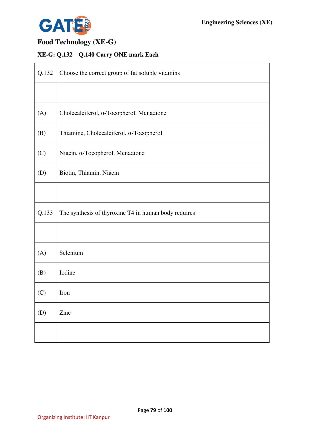 GATE 2023 Engineering Sciences (XE) Question Paper - Page 79