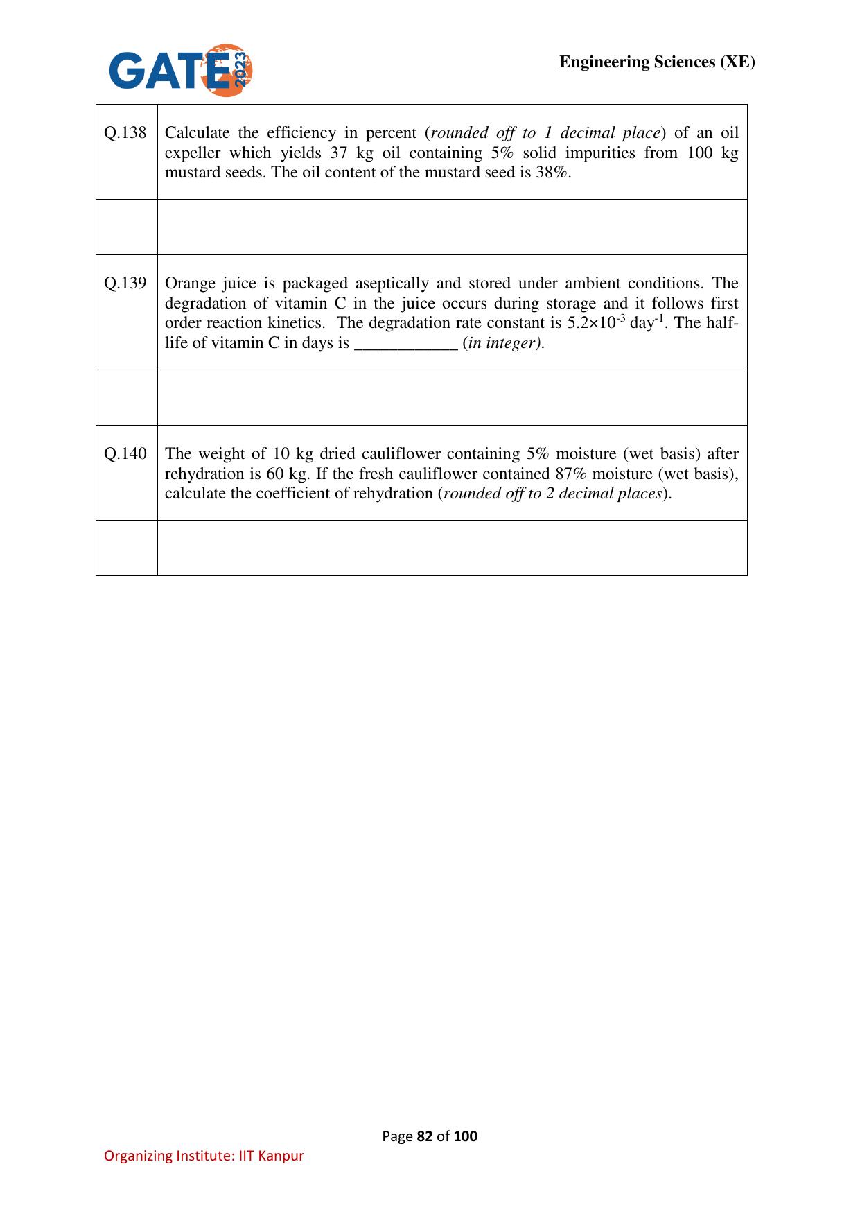 GATE 2023 Engineering Sciences (XE) Question Paper - Page 82