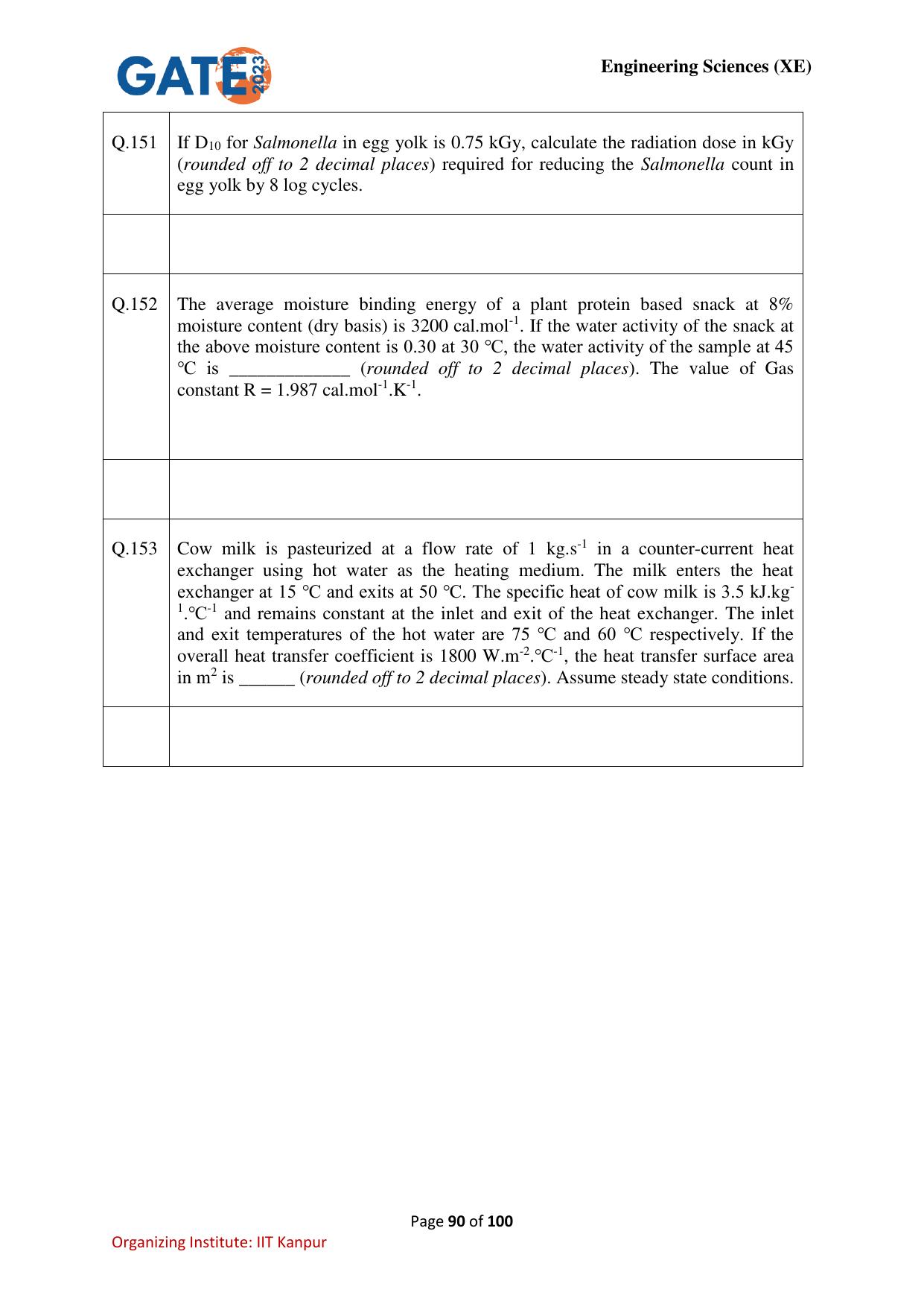 GATE 2023 Engineering Sciences (XE) Question Paper - Page 90