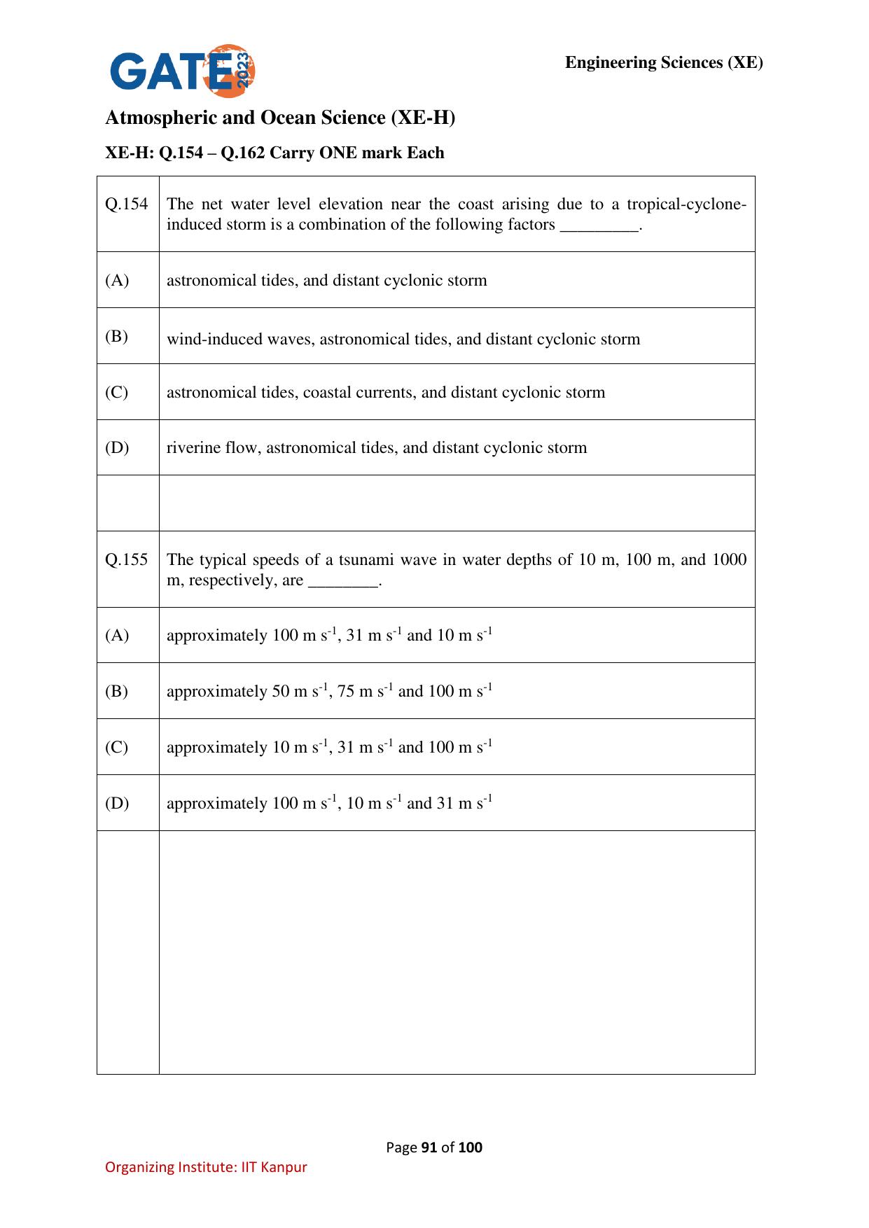 GATE 2023 Engineering Sciences (XE) Question Paper - Page 91