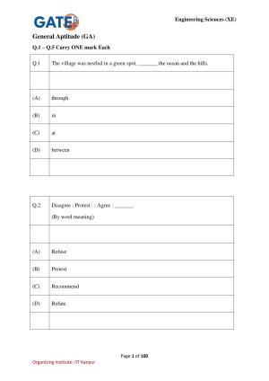 GATE 2023 Engineering Sciences (XE) Question Paper