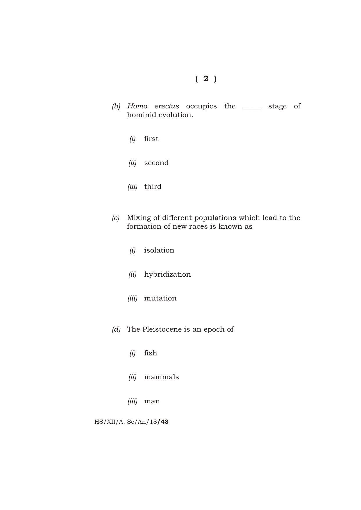 Meghalaya Board (MBOSE) Class 12 ANTHROPOLOGY 2018 Question Paper - Page 2