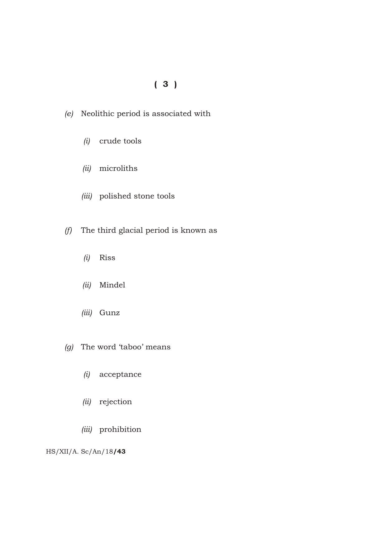 Meghalaya Board (MBOSE) Class 12 ANTHROPOLOGY 2018 Question Paper - Page 3
