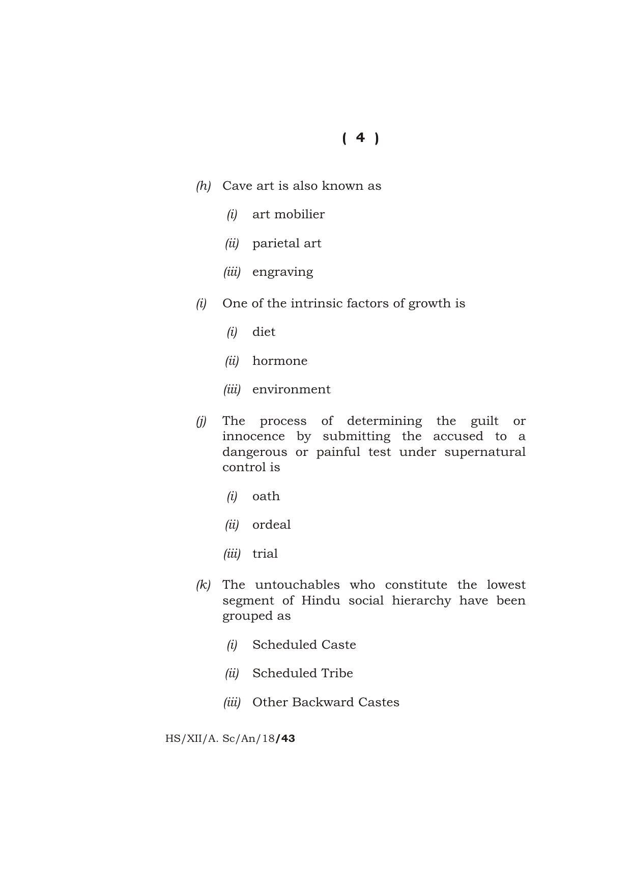 Meghalaya Board (MBOSE) Class 12 ANTHROPOLOGY 2018 Question Paper - Page 4
