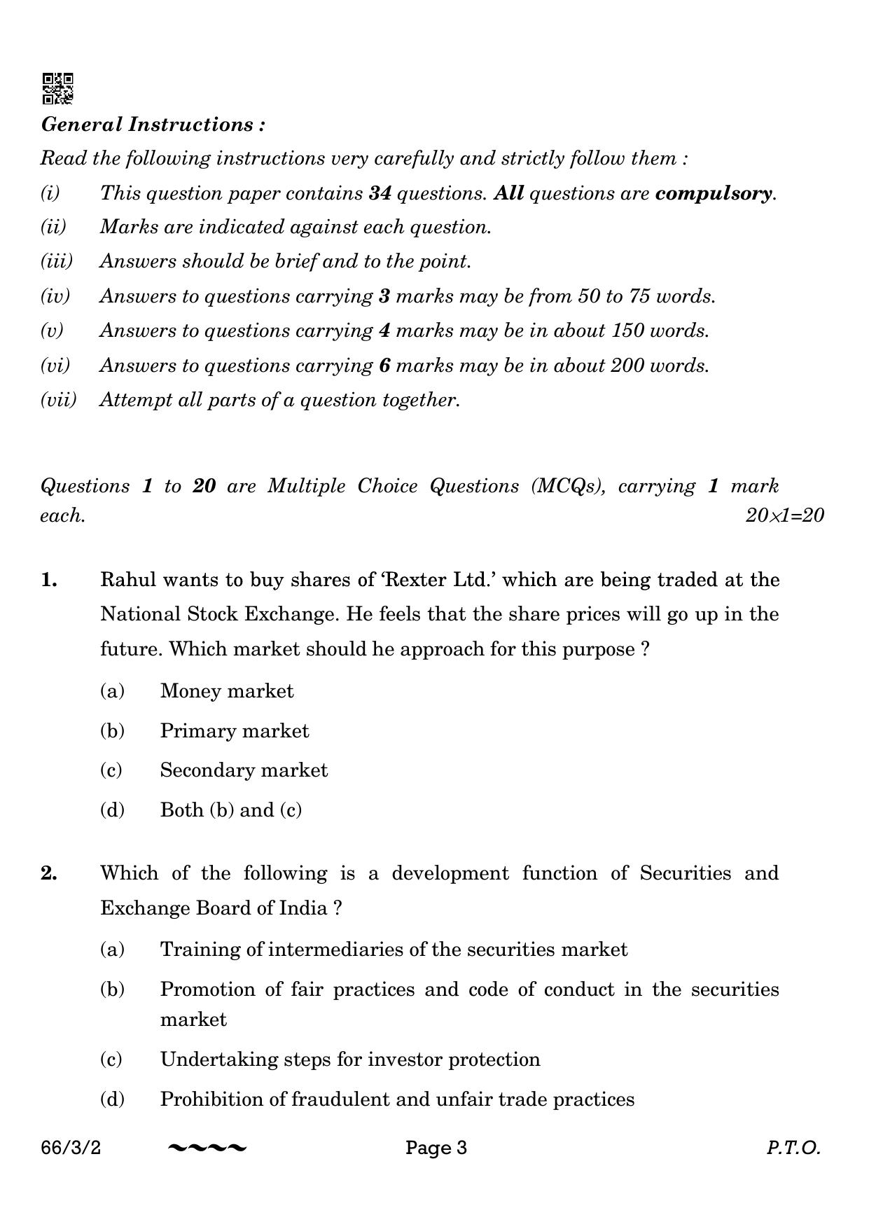 CBSE Class 12 66-3-2 Business Studies 2023 Question Paper - Page 3