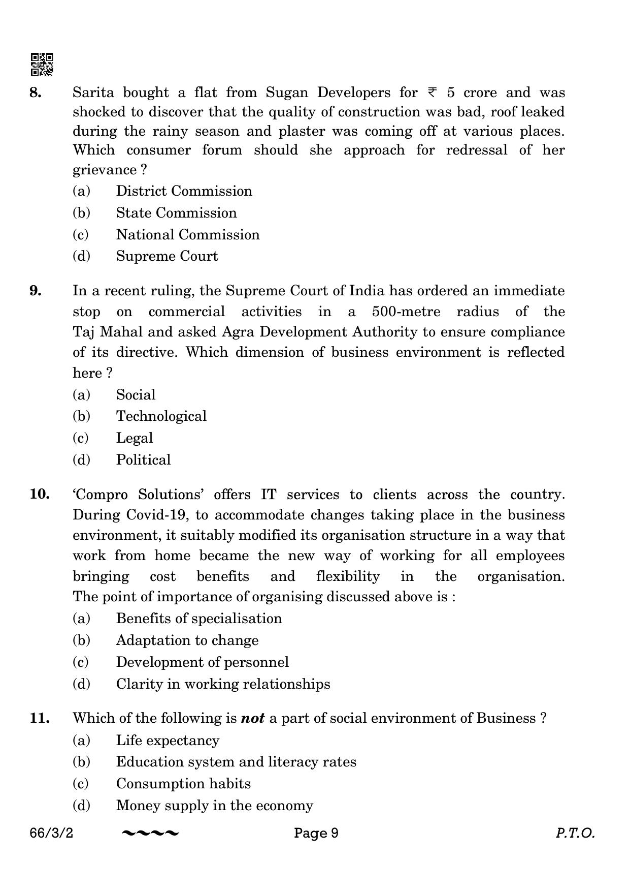 CBSE Class 12 66-3-2 Business Studies 2023 Question Paper - Page 9