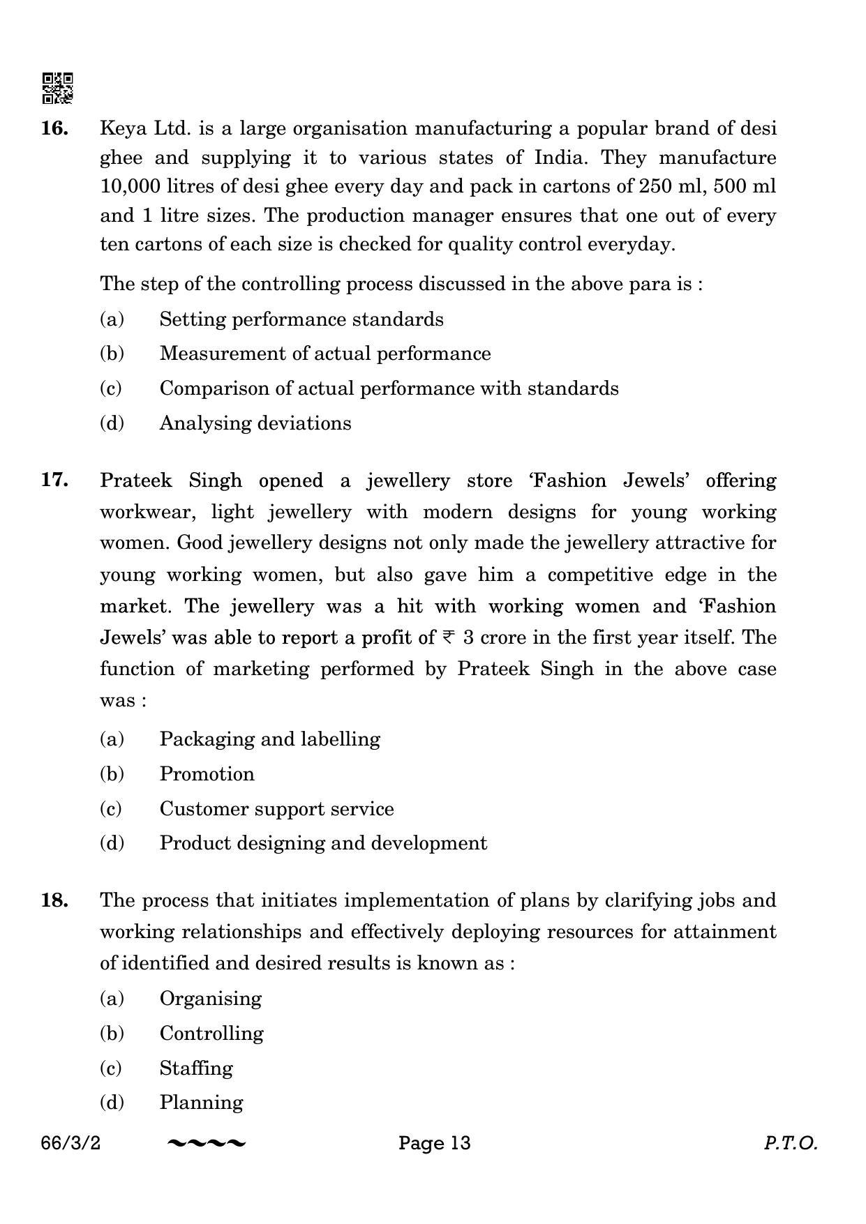 CBSE Class 12 66-3-2 Business Studies 2023 Question Paper - Page 13