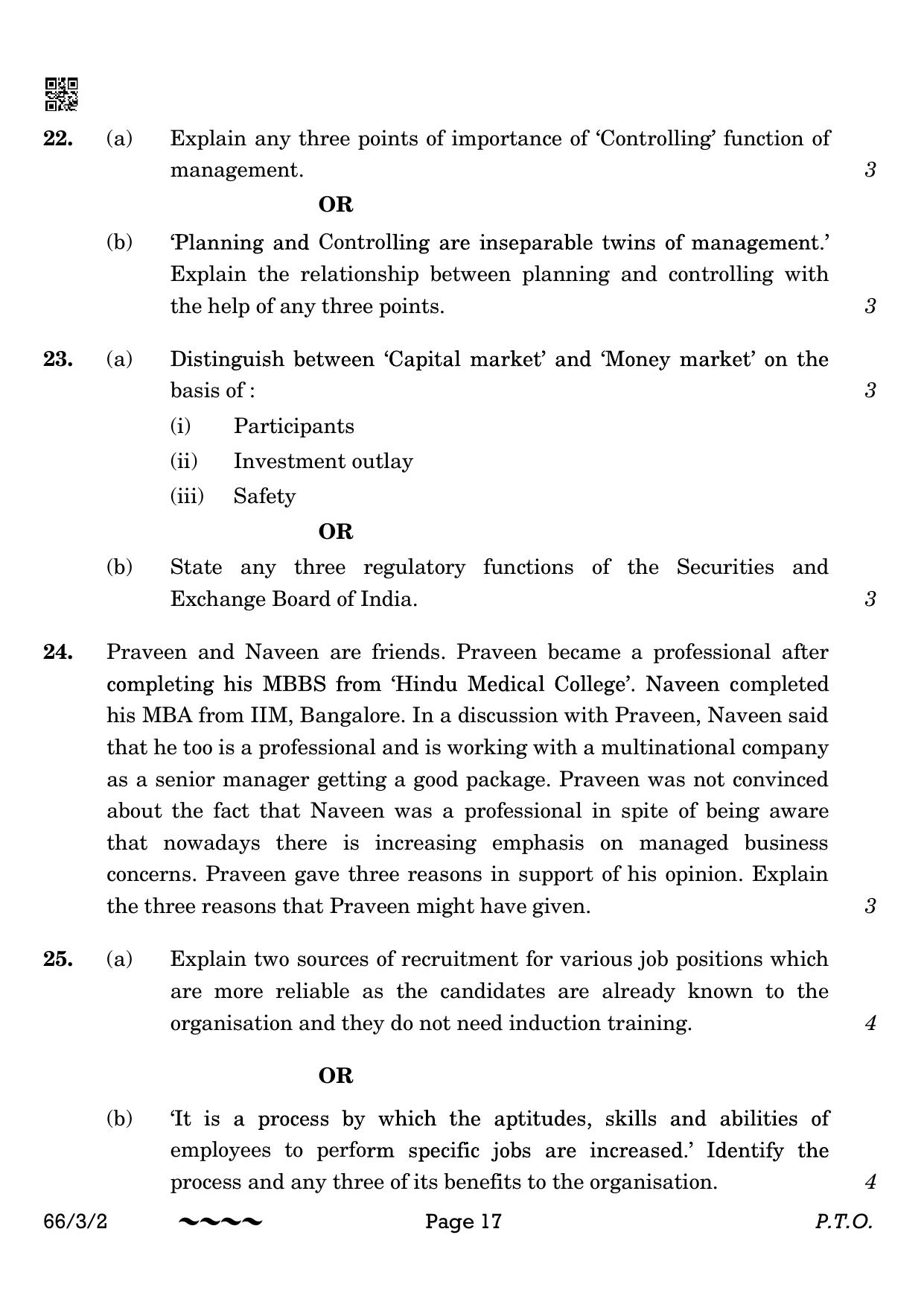 CBSE Class 12 66-3-2 Business Studies 2023 Question Paper - Page 17