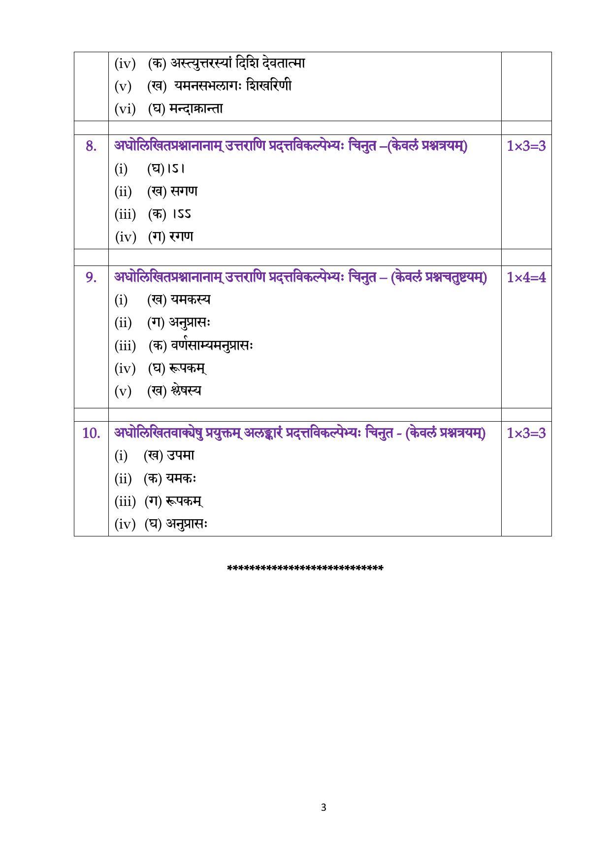 CBSE Class 12th Sanskrit Elective Sample Question Paper Answer Key 2021-22 - Page 3