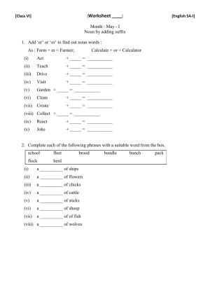 CBSE Worksheets for Class 6 English SA1 Practice Assignment 6