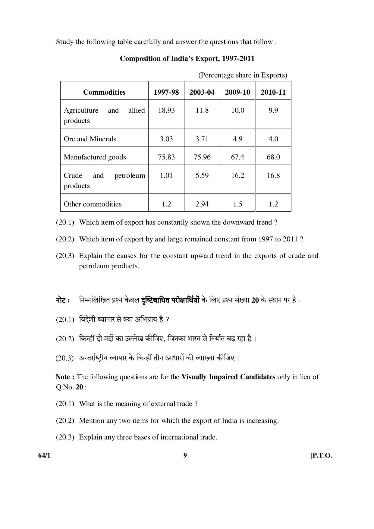 CBSE Class 12 64-1 (Geography) 2017-comptt Question Paper - Page 9