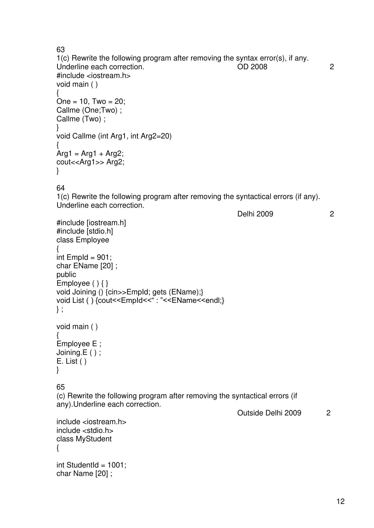 CBSE Worksheets for Class 11 Information Practices Previous year question bank Assignment - Page 12