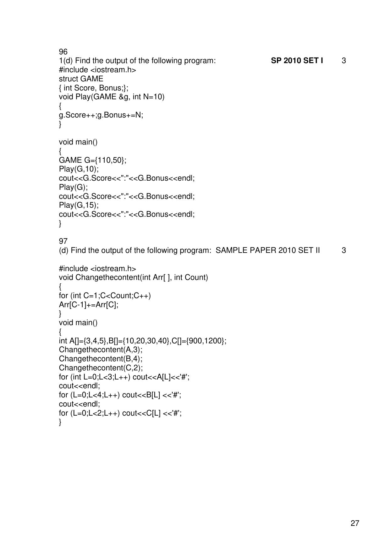 CBSE Worksheets for Class 11 Information Practices Previous year question bank Assignment - Page 27