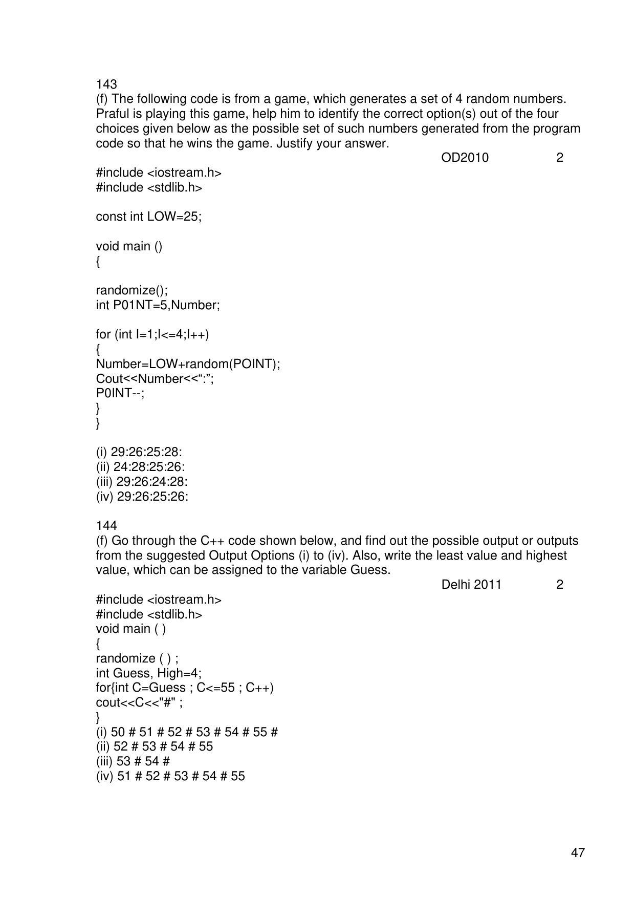 CBSE Worksheets for Class 11 Information Practices Previous year question bank Assignment - Page 47