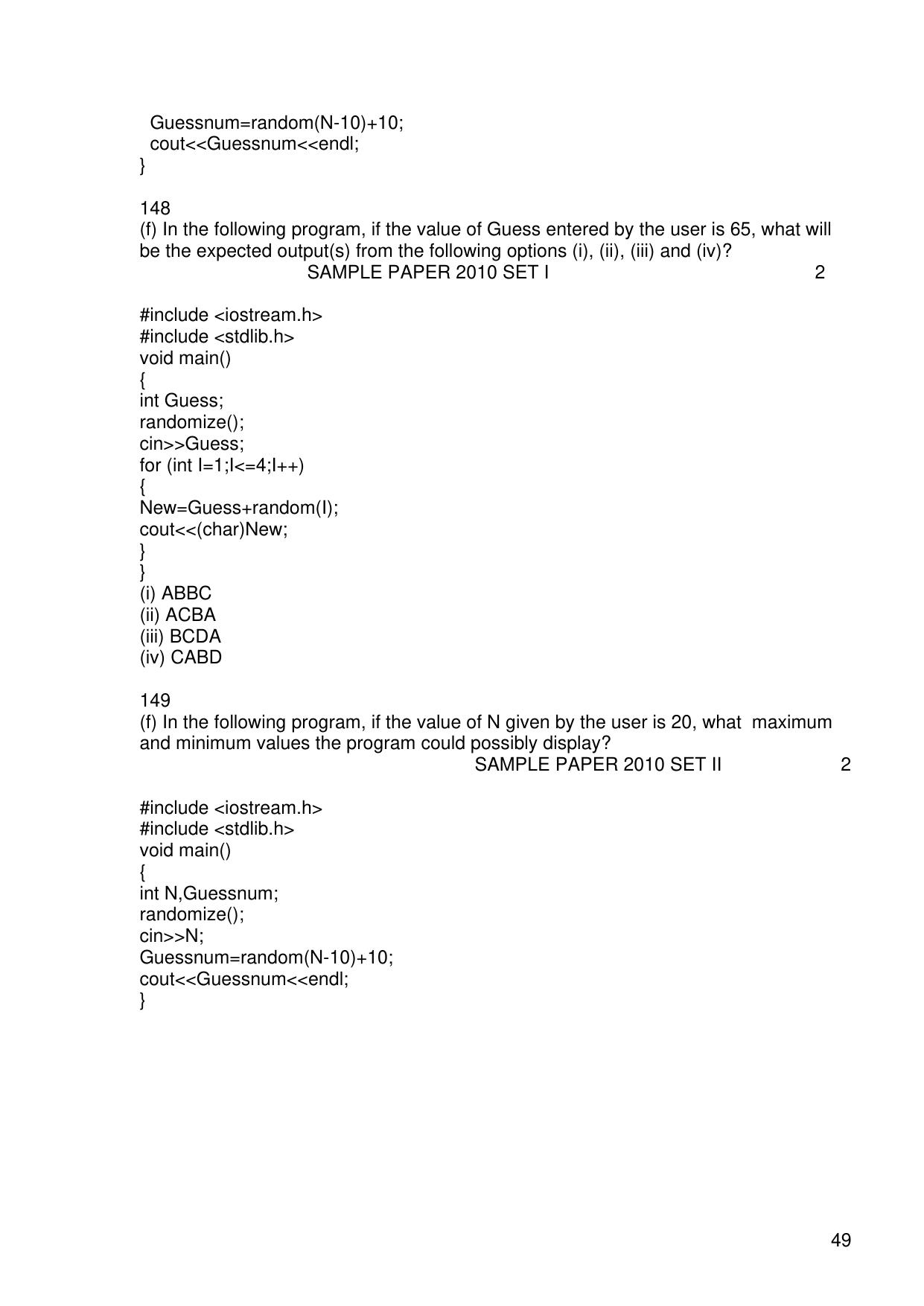 CBSE Worksheets for Class 11 Information Practices Previous year question bank Assignment - Page 49
