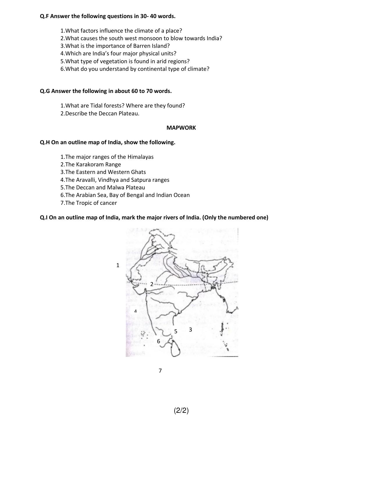 CBSE Worksheets for Class 6 Social Science India Our Motherland Assignment - Page 2