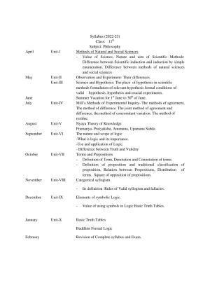 Haryana Board Class 11 Philosophy Syllabus 2023
